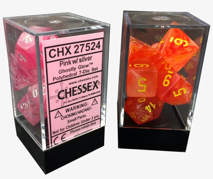 Dice Box 7 Die Set Ghostly Glow 2 Colors - Chessex Polyhedral 7-die Set Vortex Dice Pack [dandelion, transparent png download