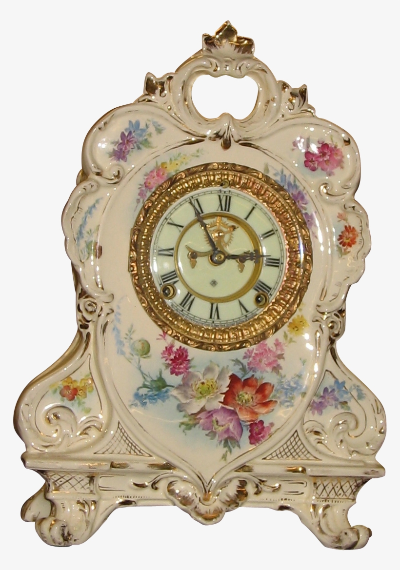 Ansonia Royal Bonn Porcelain Case China Clock Antique - Quartz Clock, transparent png download