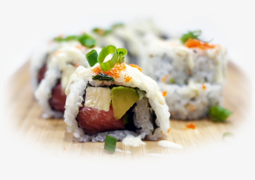 Salmon, Cream Cheese, Avocado, Masago, Teriyaki Sauce, - Spring Onion Sushi Rolls, transparent png download
