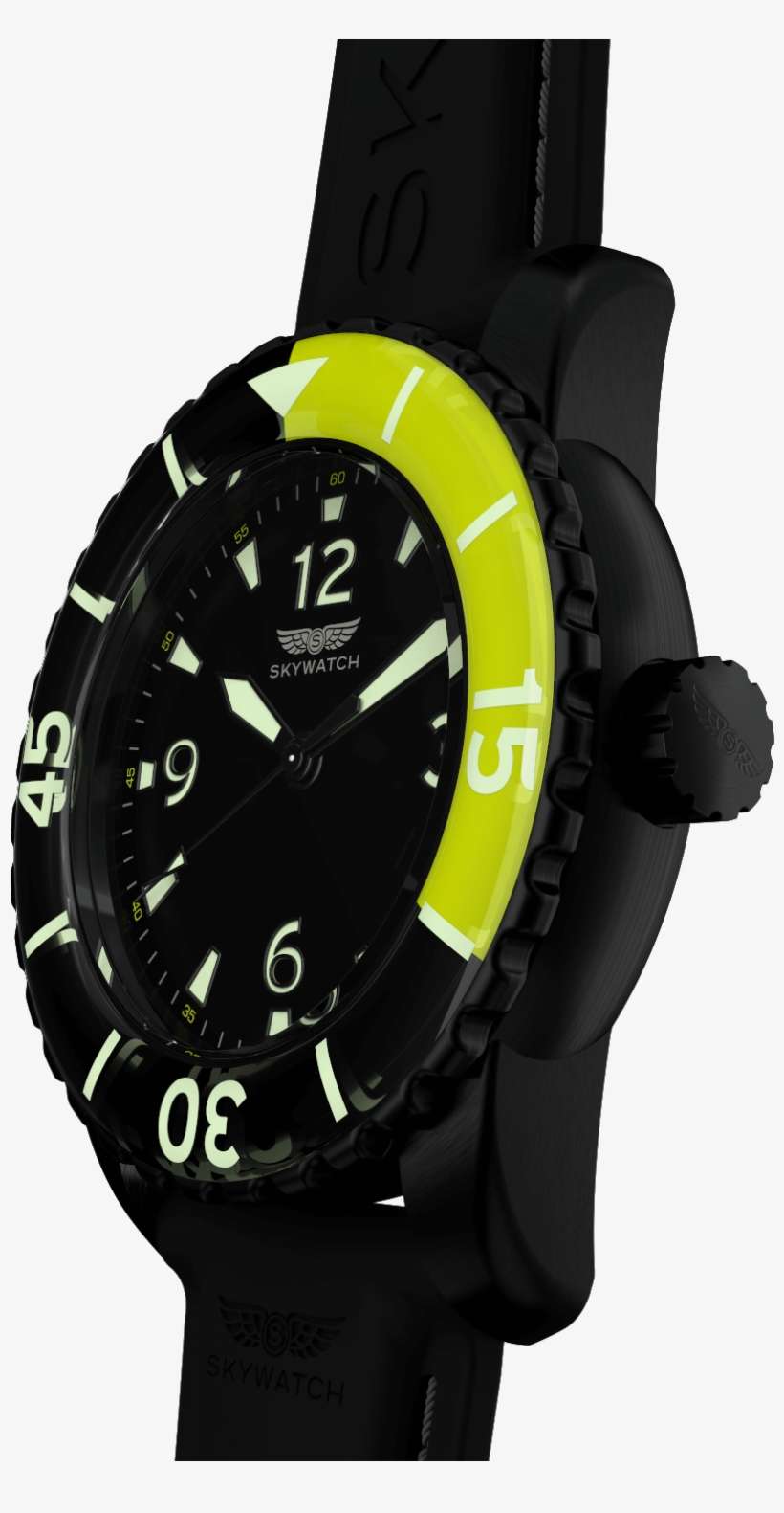 44mm 3-hand Black Ip - Skywatch Black & Green 44mm 3-hand, transparent png download