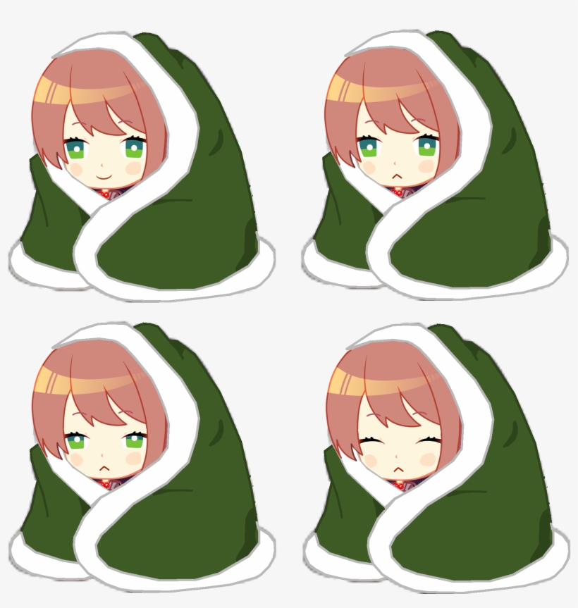 Hd Sleeping Chibi Monika Sprites Ddlc Png Sayori Chibi - Ddlc Monika Chibi Blanket, transparent png download