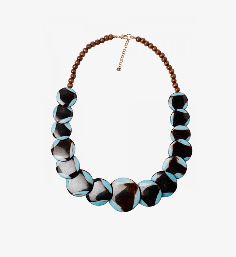 Horn And Bone Blue And Black Round Beads Necklace - Bead, transparent png download