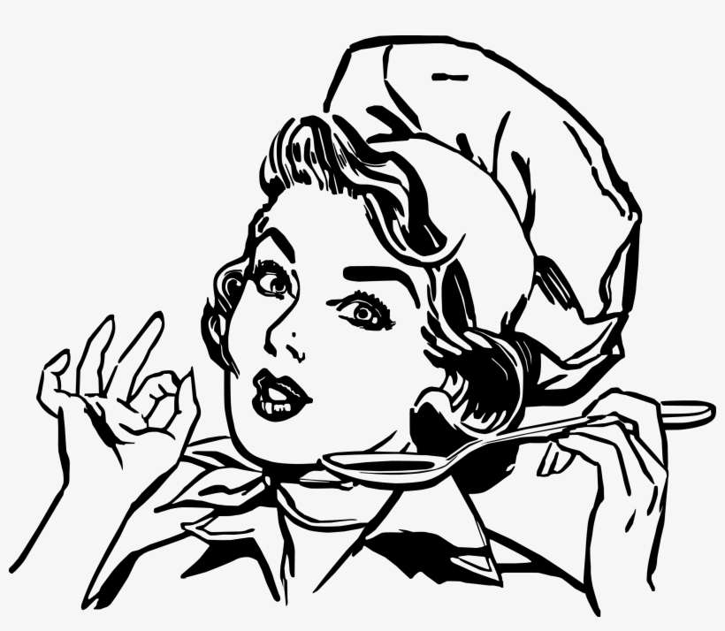 French Toast, Fresh Fruit, Hash Browns, Home Fries - Female Chef Clipart Black And White, transparent png download