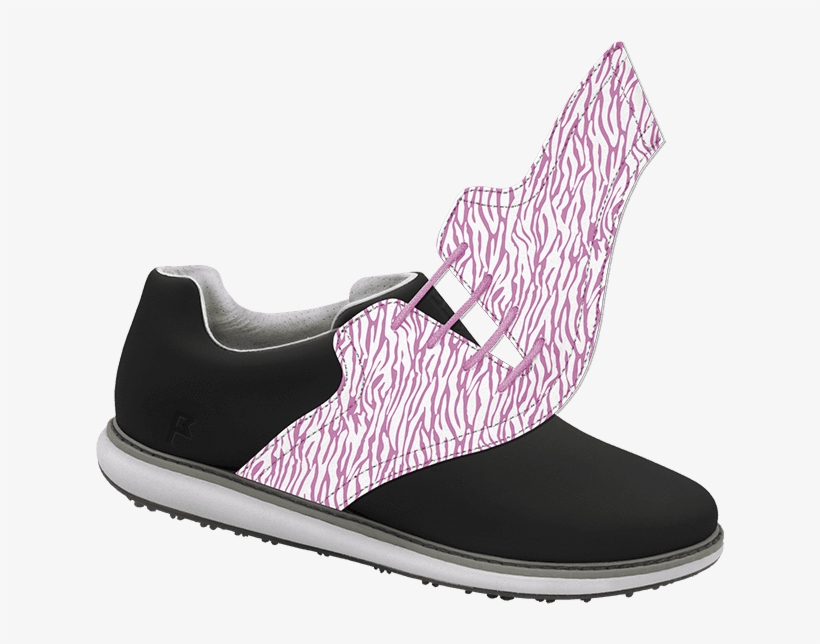 Women's Zebra Pink On White Saddles & Laces - Sneakers, transparent png download