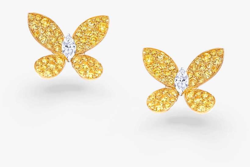 A Pair Of Graff Pavé Butterfly Earrings Pave Set With - Earring, transparent png download