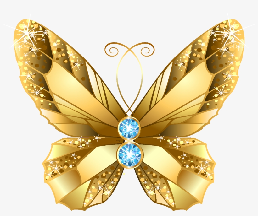 Cartoon Ornate Golden Butterfly Element - Butterfly Gold Download, transparent png download