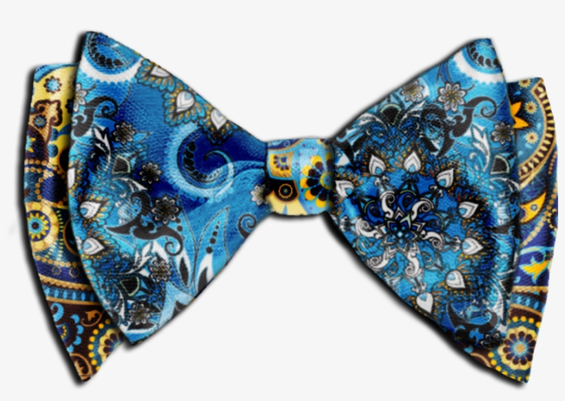 The Thomas Custom Bow Tie-sky Blue Yellow Brown - Blue And Green Paisley Bow Tie, transparent png download