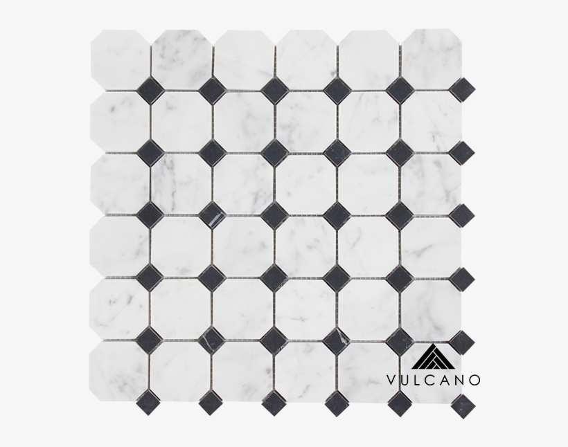 Carrara C & Nero Marquina Octagon & Dot - Mosaic, transparent png download