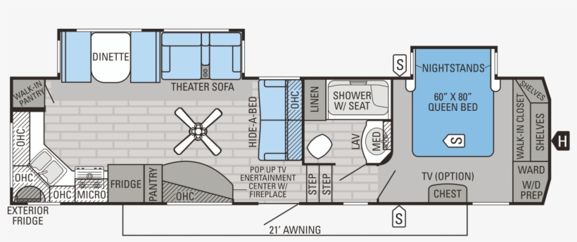 2016 Eagle Fifth Wheels 293rkds Floorplan - Floor Plan, transparent png download