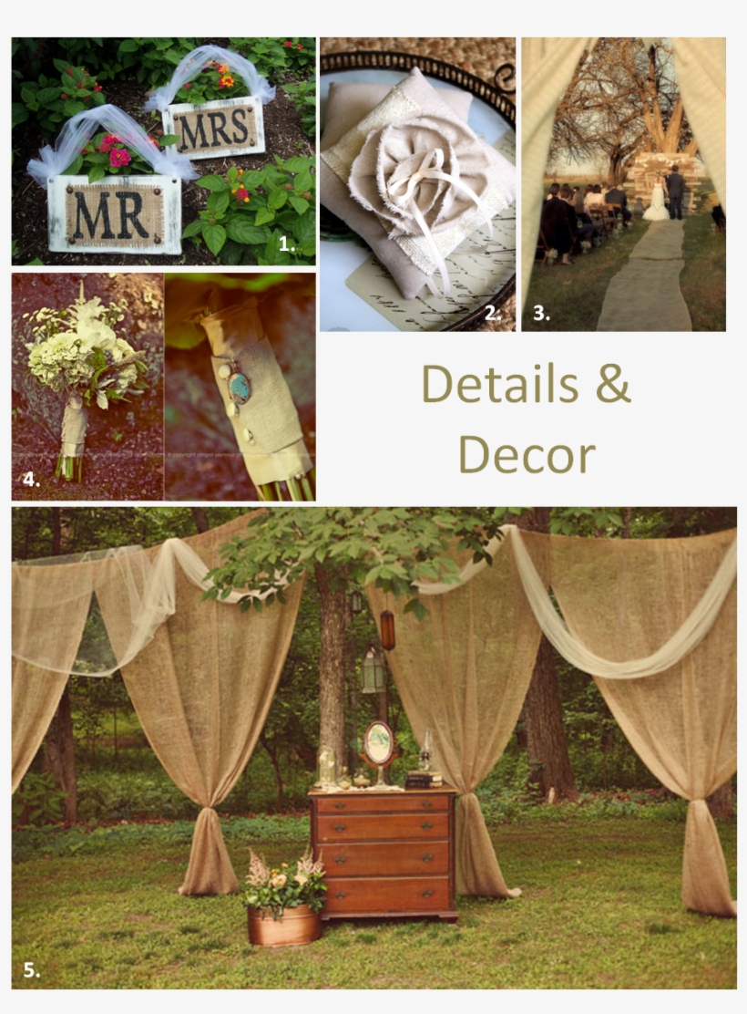 Burlap And Lace Wedding - Décoration Mariage Champêtre Vintage, transparent png download