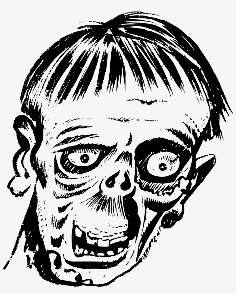 Head Drawing At Getdrawings Com Free For - Black And White Zombie, transparent png download