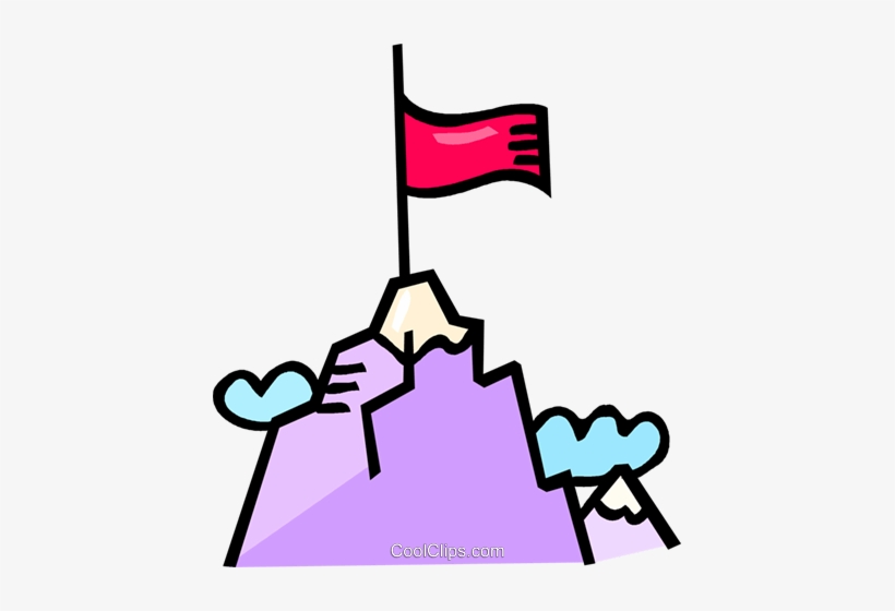 Red Flag At The Top Of A Mountain - Flag On Mountain Clipart, transparent png download