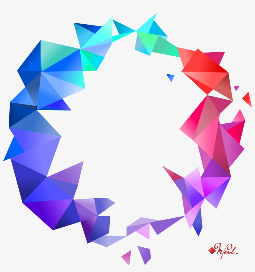 A Stained-glass Broken Circle Made Up Of Gradient Triangles - Circle Made Of Triangles, transparent png download