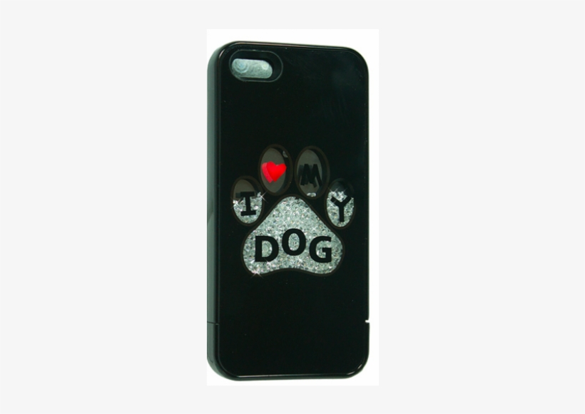 I Love My Dog Paw Print Clear Loose Diamond Case - Apple Iphone 5 - Diamond Motion Moving Case - Black, transparent png download