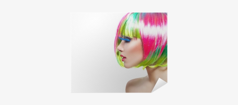 Beauty Fashion Model Girl With Colorful Dyed Hair Poster - Hair, transparent png download