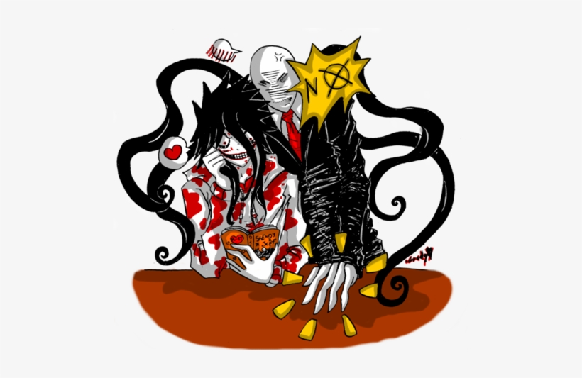 Jeff, Slenderman, And Creepypasta Image - Creepypasta Offenderman X Jeff, transparent png download