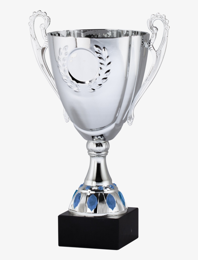 Silver/blue Cup Trophy - Viking Awards Inc, transparent png download