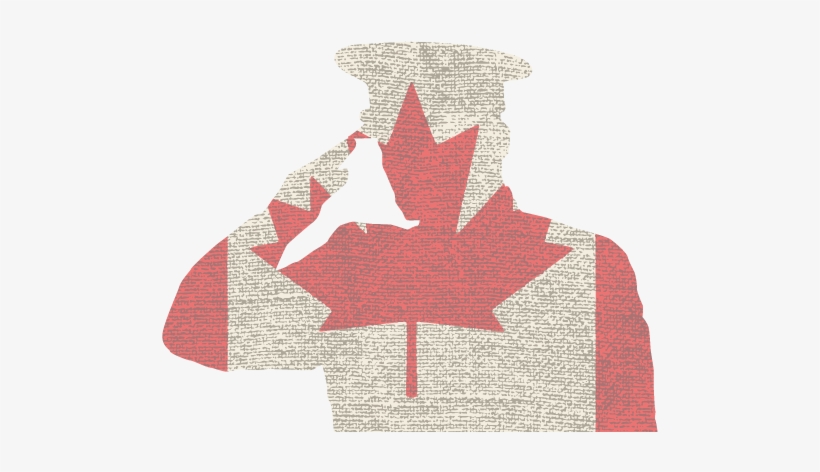 Silhouette Salute - Soldier Saluting Canadian Flag, transparent png download