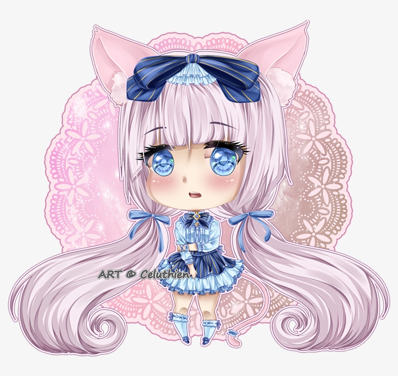 #bible #blue #chibi #cute #dress #eyes #girl #hair - Illustration, transparent png download