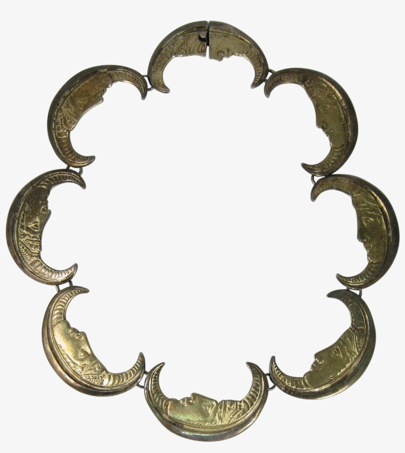 Vintage Crown Trifari Unusual Crescent Moon Face Necklace - Penny Rug, transparent png download