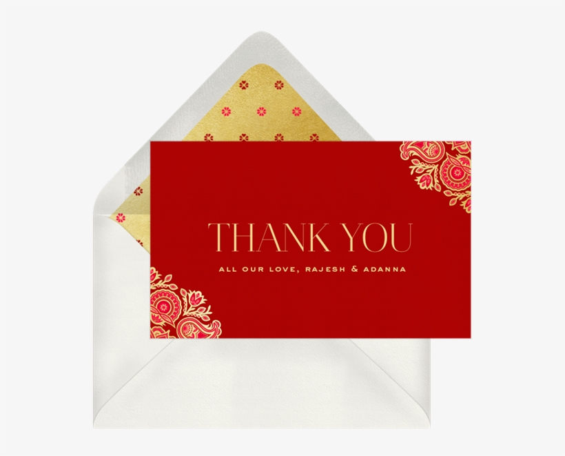 Gilded Paisley Thank You Note - Gif, transparent png download