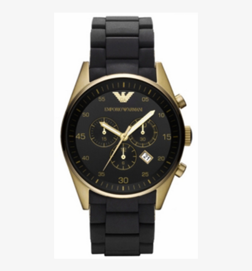 Emporio Armani Black Silicon Wrapped Gold Ion Plated - Tissot Nba Watch, transparent png download