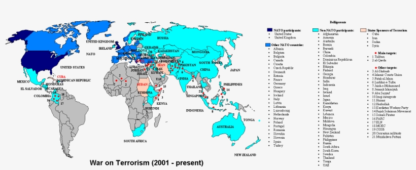 War On Terrorism Map - Greece And Usa Map, transparent png download