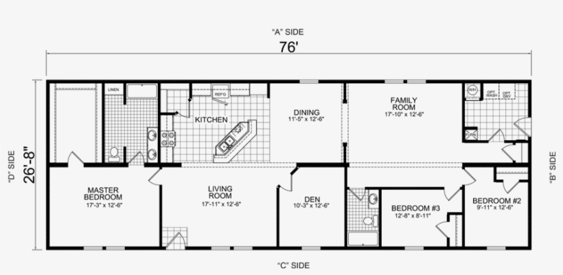 26 X 76 Double Wide Hud Mobile Home Champion Central - House, transparent png download
