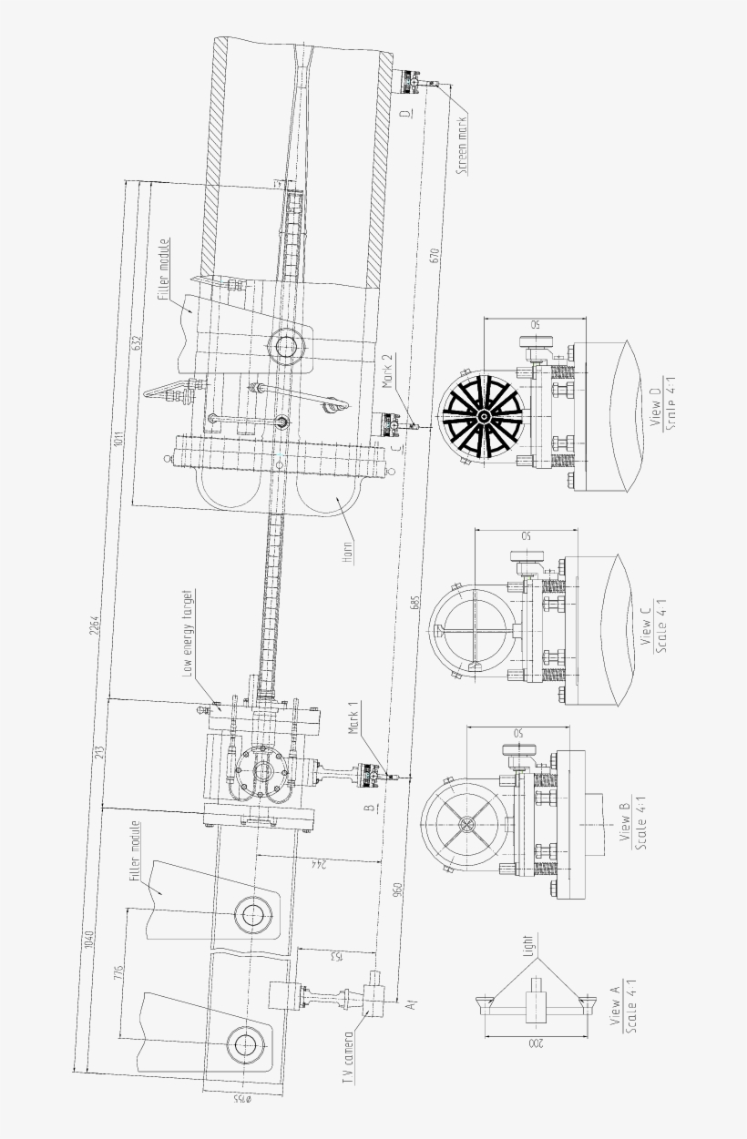 Insertion Of Target Into The Horn Using The Tv-camera - Technical Drawing, transparent png download