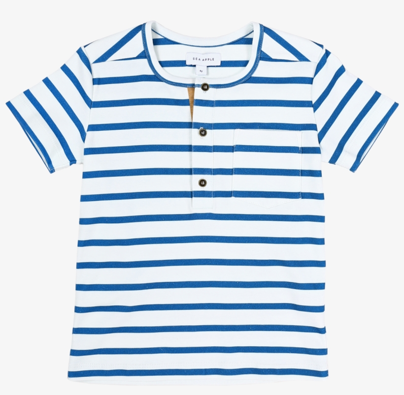 Sea Apple Blue Stripe Henley Shirt - Henley Shirt, transparent png download