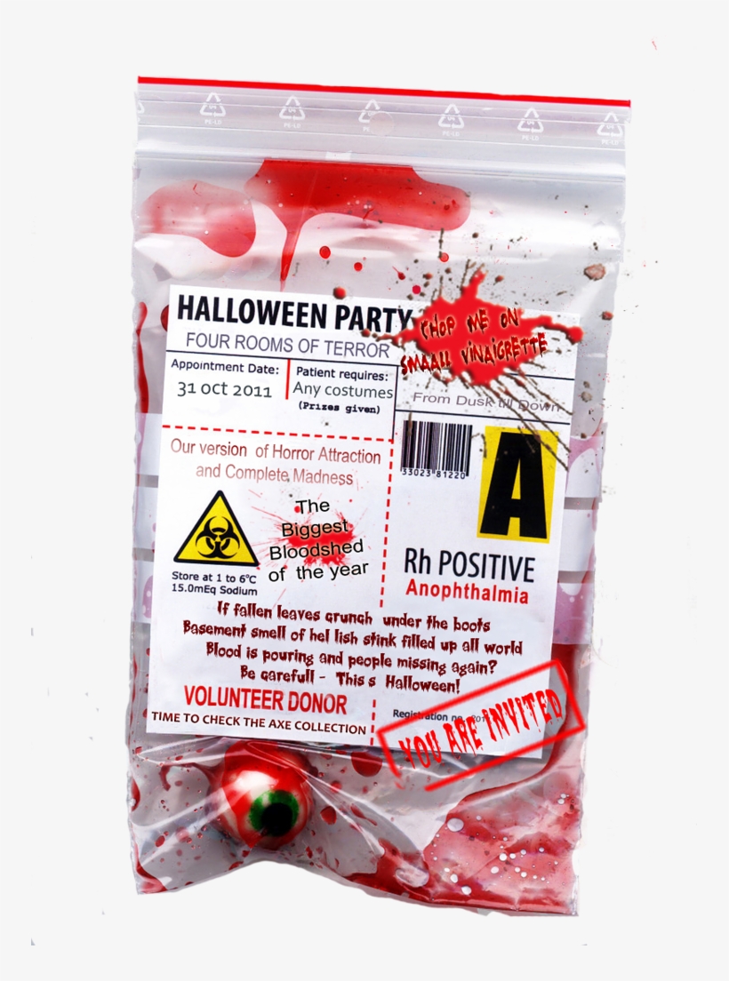 Put Fake Body Part In Real Plastic Bag And Attach Bio - Halloween, transparent png download