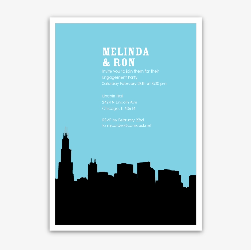 Chicago Skyline Silhouette Party Invitations Ian Amp - Chicago, transparent png download