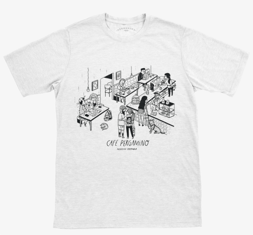 Pergamino Coffee Shop T-shirt - T-shirt, transparent png download