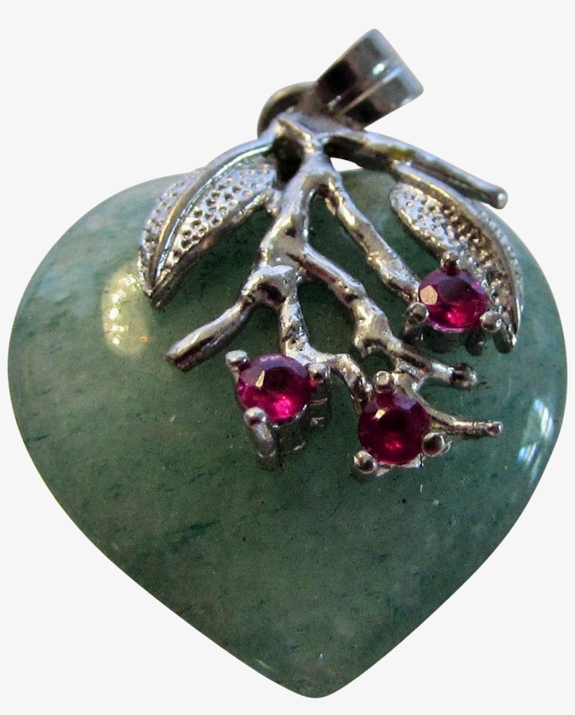 Sterling Silver Jadite And Ruby Heart Pendant, transparent png download