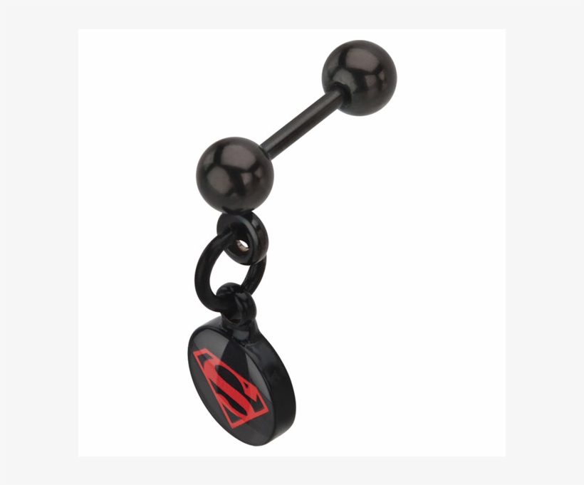 Dc Comics Superman Licensed Logo Black Plated Dangle - Earring, transparent png download