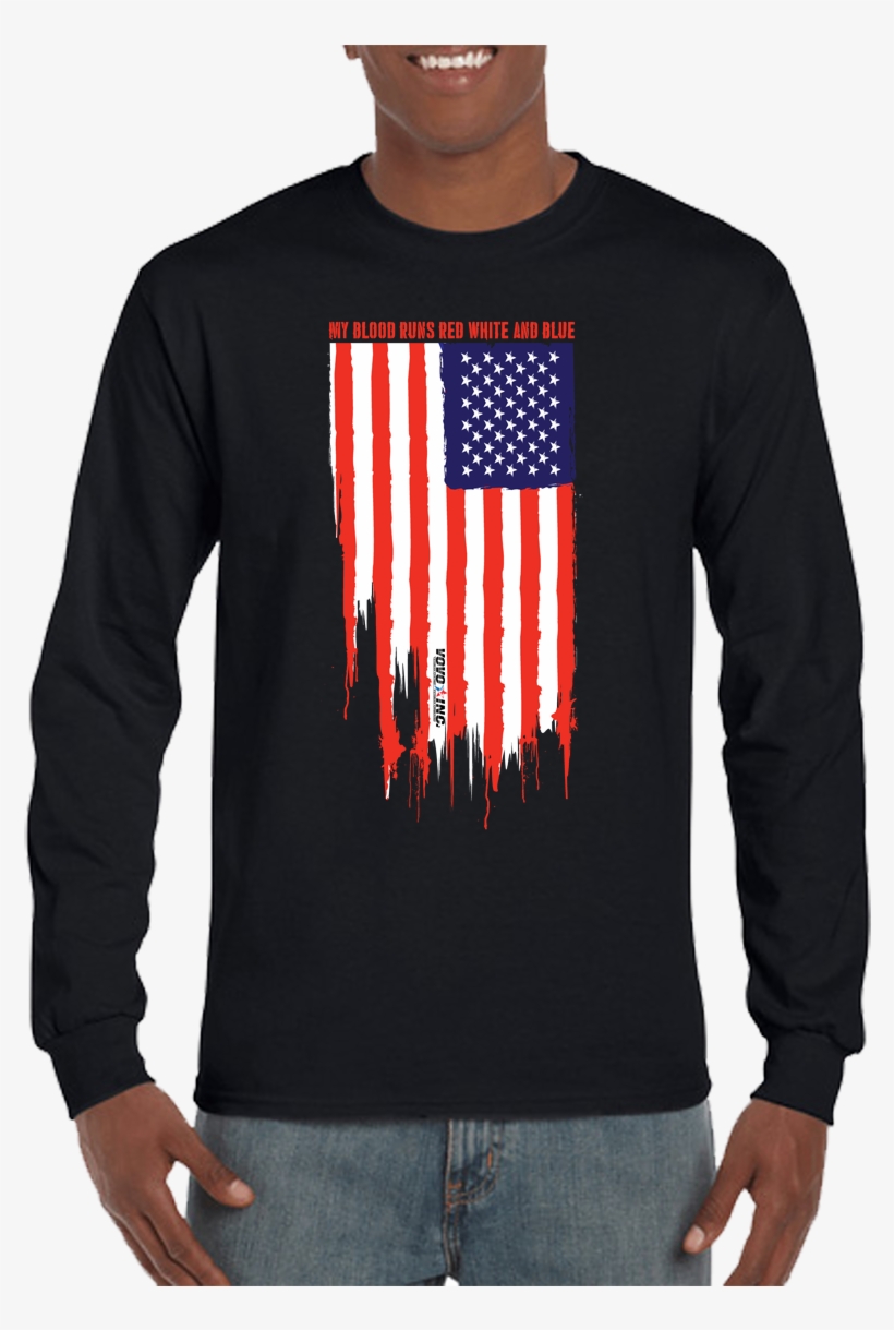 My Blood Runs Red White And Blue American Flag Long - Ezekiel Zeke Elliott 21 Dallas Star Football Long Sleeve, transparent png download