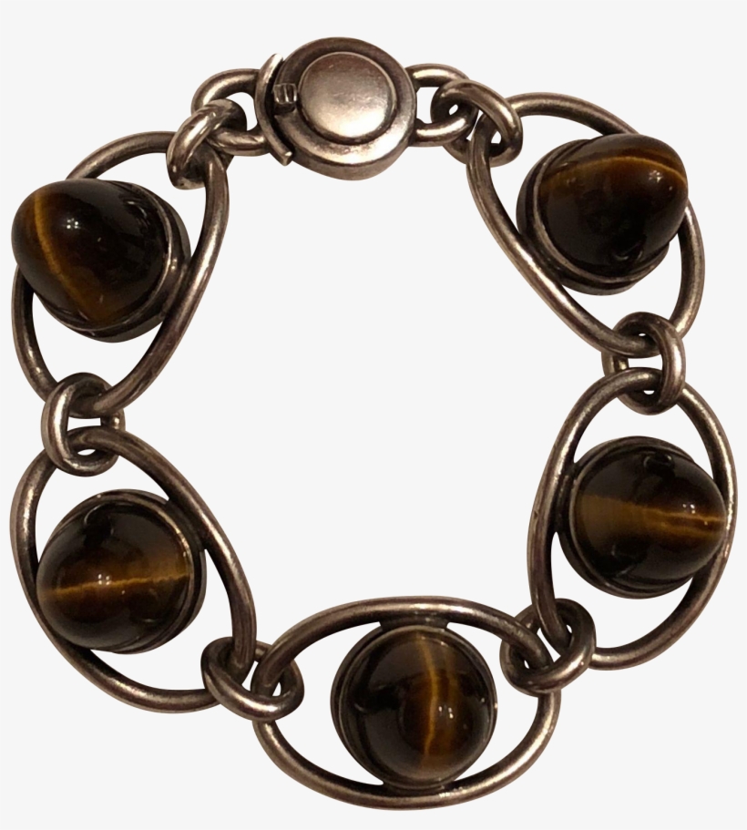Vintage Modernist Sterling Silver Bullet Shaped Tiger - Bracelet, transparent png download