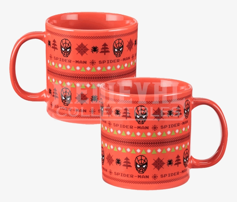 Spider Man Ugly Sweater Ceramic Mug - Vandor - Marvel Spider-man Ugly Sweater 20 Oz. Ceramic, transparent png download