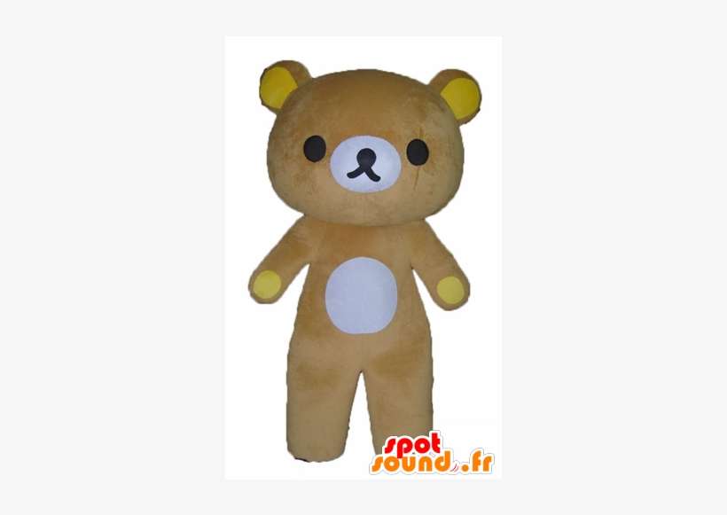 Big Teddy Bear Mascot Brown, Yellow And White - Bear, transparent png download