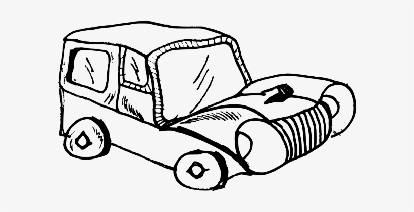 Classic Car Sports Car Vintage Car Drawing - Black And White Cartoon Car, transparent png download