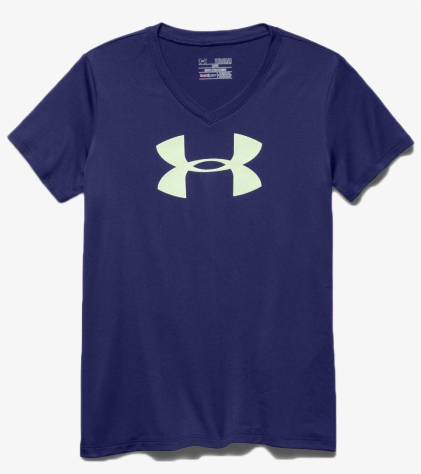 Under Armour Girl's Tech Big Logo V-neck - Under Armour, transparent png download