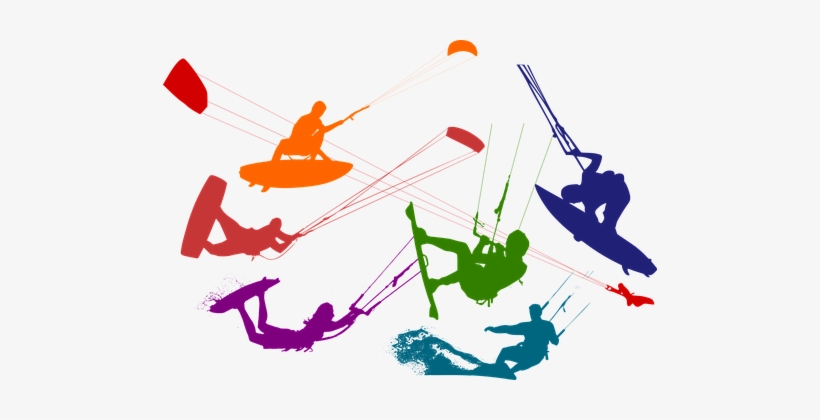 Freestyle Jump Kite Rider Silhouette Surf - Kite Surfing Graphic, transparent png download