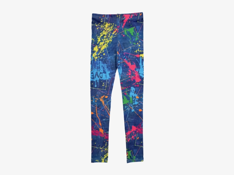 Paint Splatter Denim Leggings - Leggings, transparent png download