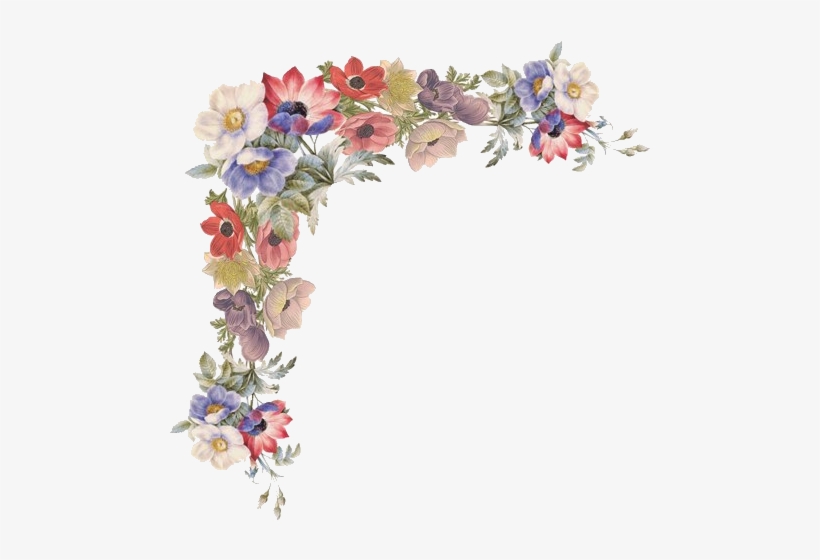 Floral Corner Accent Vintage Floral Corner Border PNG Image