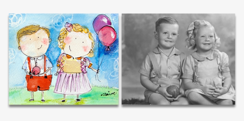Picture Book Style Watercolour Portraits From Photos - Child Art, transparent png download