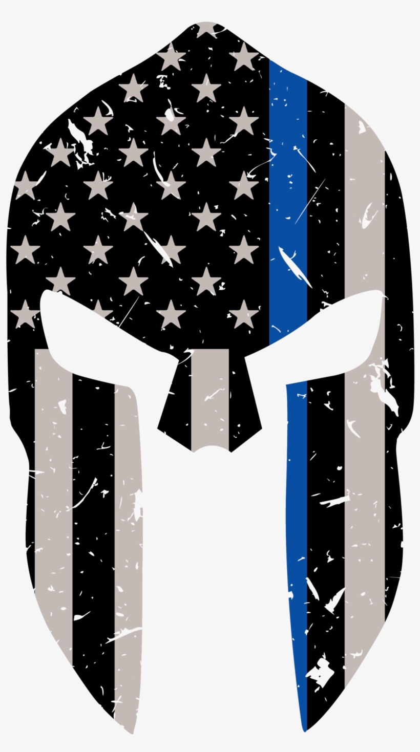 Blue Line Spartan Sticker - Spartan Blue Line Police, transparent png download