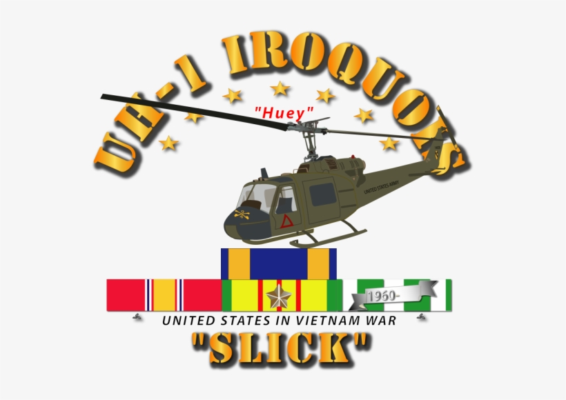Army Uh 1 Front Oblique Vietnam War By Militaryinsigniaproducts - Helicopter Rotor, transparent png download