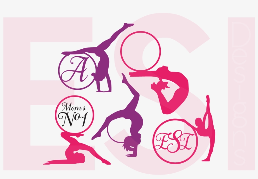 Gymnast Silhouette Monogram Designs Set Example Image - Monogram Designs, transparent png download