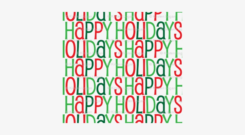 Happy Holidays Text Pattern In Shades Of Green Red - Happy 4th Of July, transparent png download