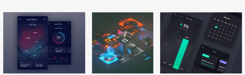 Dark Interface Followed By Futuristic Illustrations - Graphic Design, transparent png download